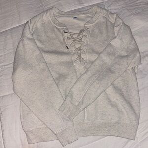 Old Navy Light Gray Lace-Up Top